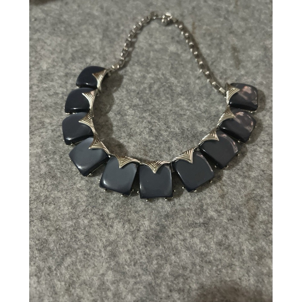 Vintage Thermoset Necklace Blue gray  16" - Picture 9 of 9